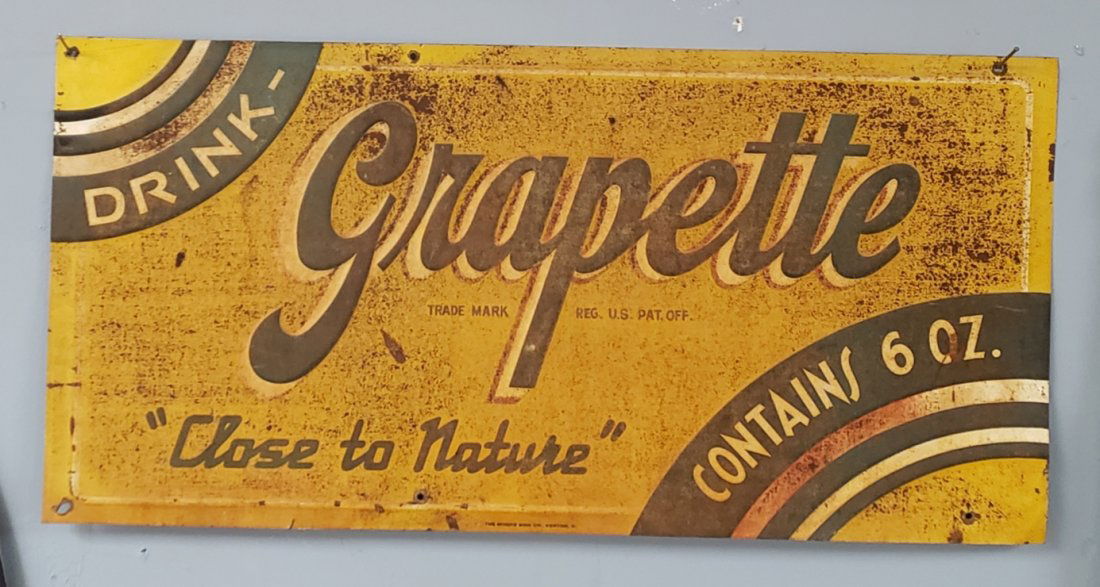 RARE Drink Grapette Close To Nature Tin Embossed Sign (1 of 1)