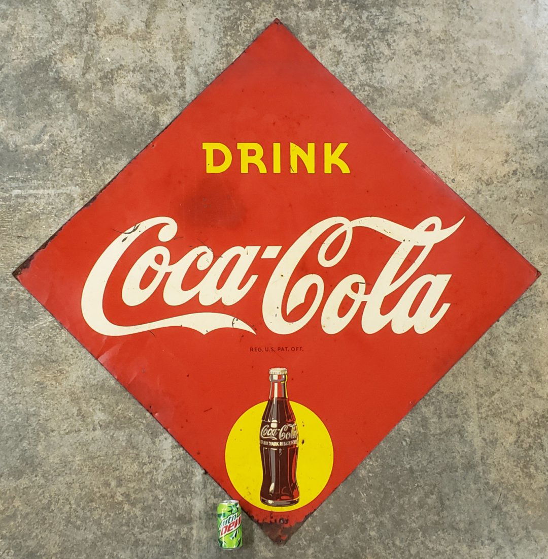 Drink Coca Cola Tin Diamond Sign (1 of 1)