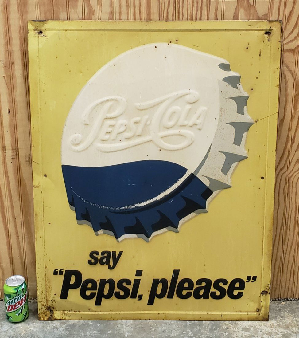 say Pepsi please embossed tin sign (1 of 2)