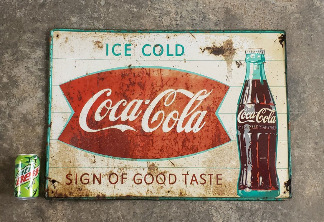 Coca Cola Fishtail Sign of Good Taste tin sign (1 of 1)