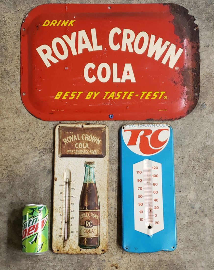 Royal Crown Cola Embossed Dome Sign & 2 Thermometers (1 of 1)