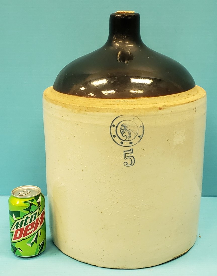 Louisville Pottery Indian Head 5 Gallon Whiskey Jug (1 of 4)