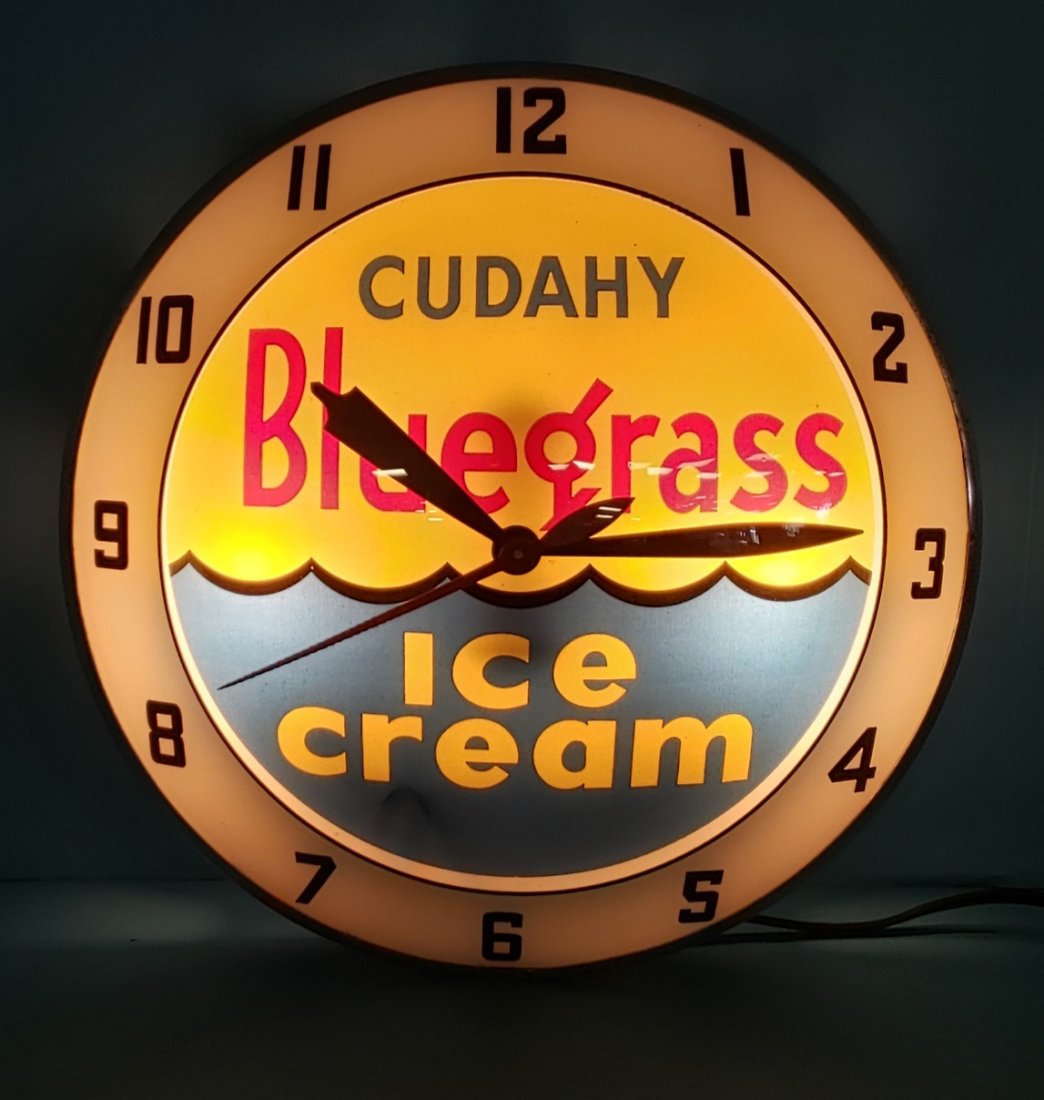 Rare CUDAHY Bluegrass Ice Cream Double Bubble Clock (1 of 3)