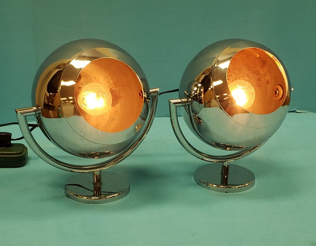 RARE Mid Century Magnetic Chrome Eyeball Lights (1 of 4)