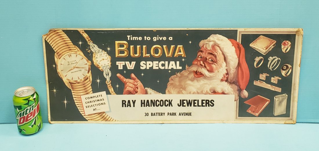 RARE Bulova Santa Advertising Cardboard Sign (1 of 1)