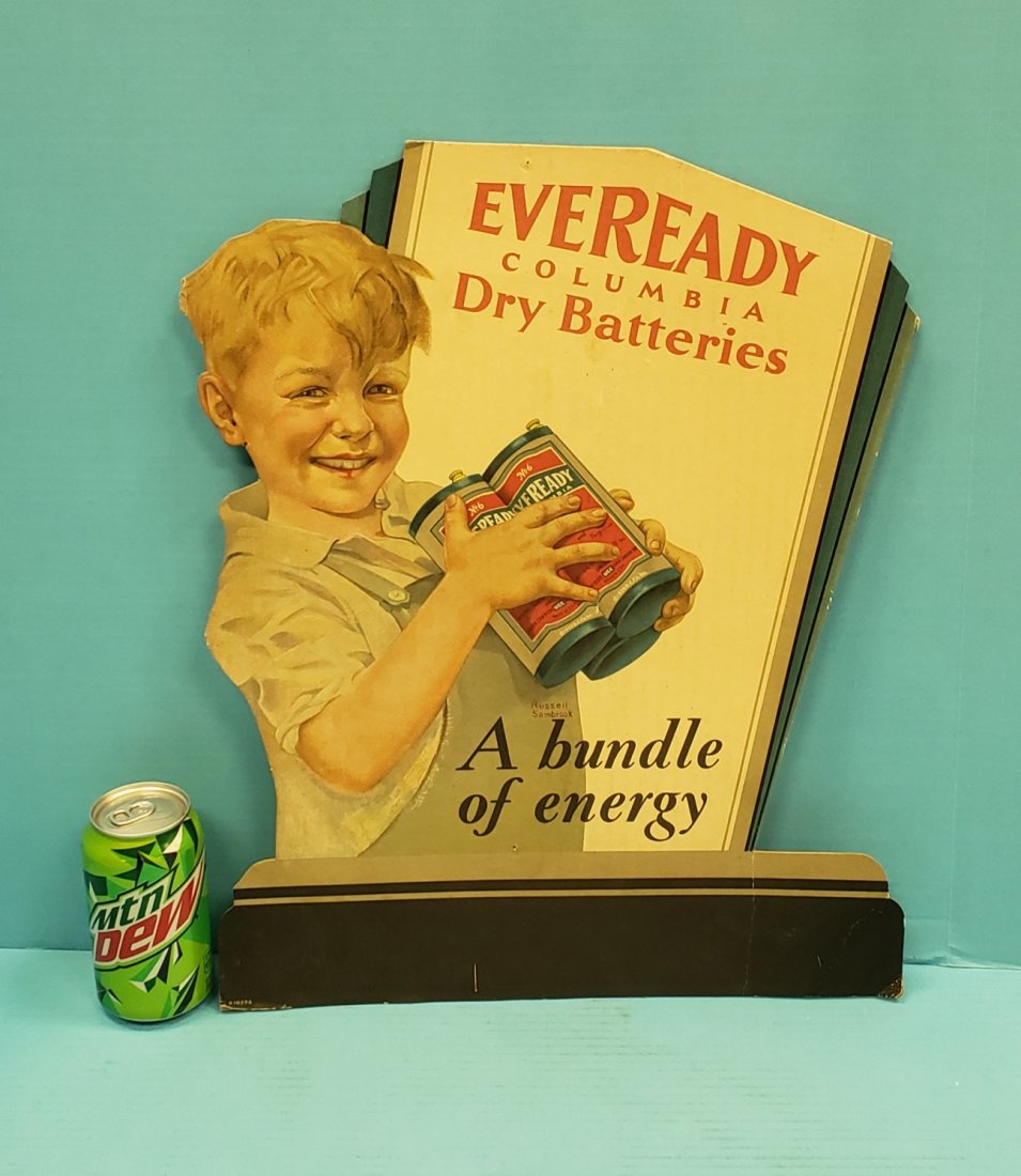 RARE Eveready Columbia Dry Batteries Sign (1 of 5)