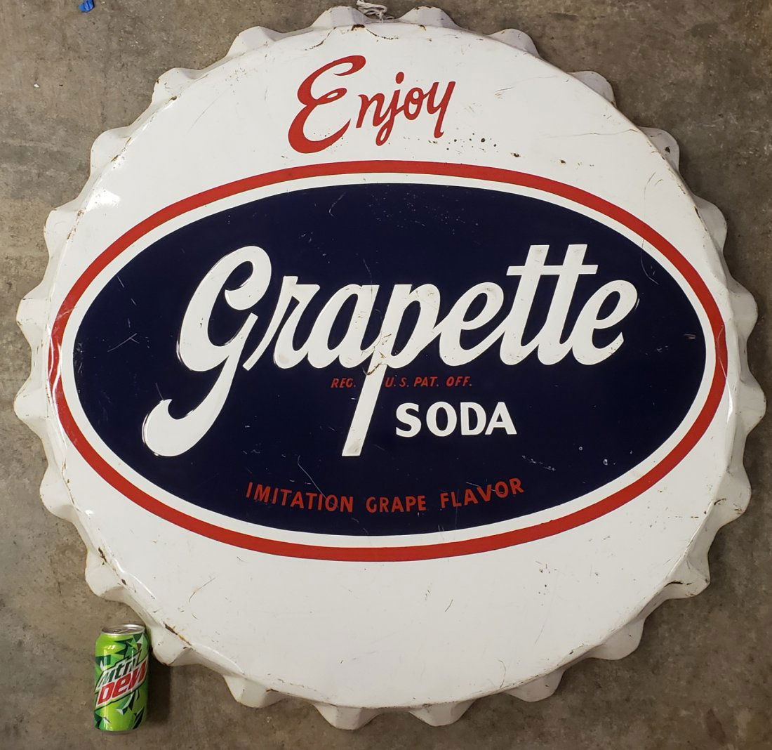 Large Grapette Bottle Cap Sign (1 of 4)