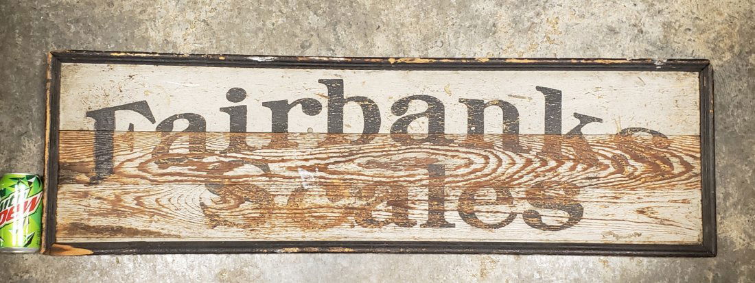 Early Fairbanks Scales Framed Wood Sign (1 of 2)