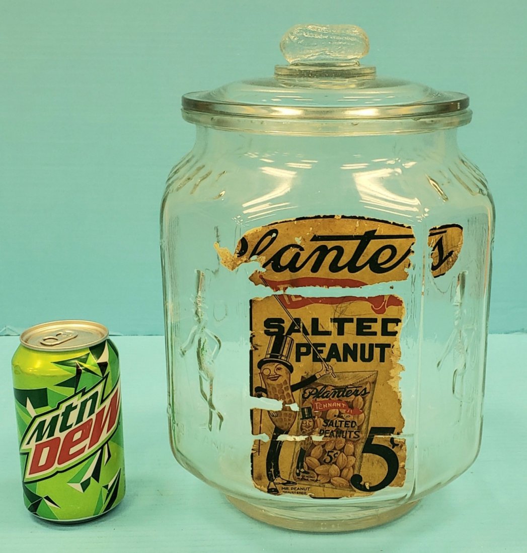 Planters Peanut Octagon Jar w/ Red Pennant Paper Label (1 of 5)