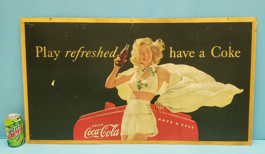 1948 Coca Cola Pinup Girl Cardboard Sign (1 of 3)