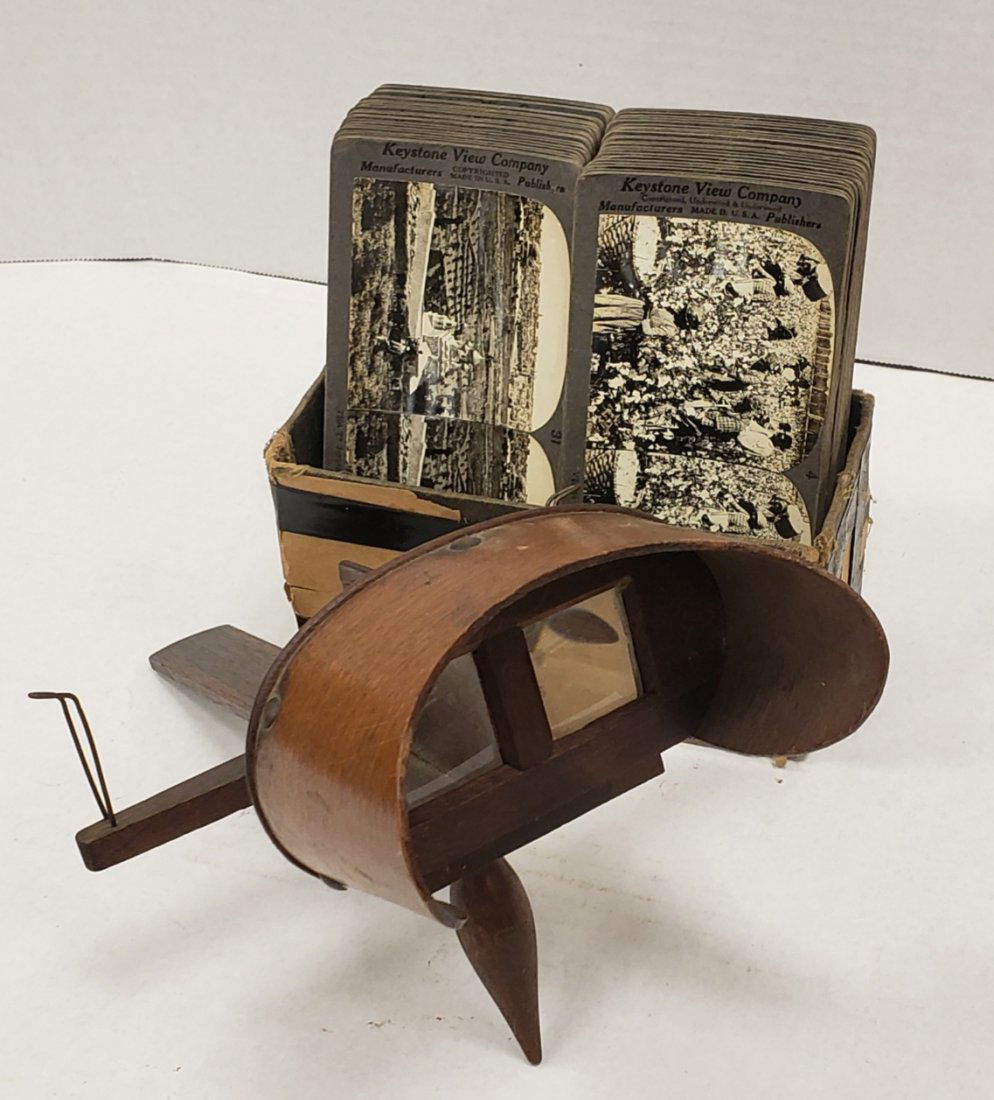 Stereoscope with a box of Stereoptic Viewing Cards (1 of 2)