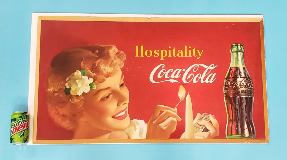 1950 Coca Cola Cardboard Sign Hospitality (1 of 4)