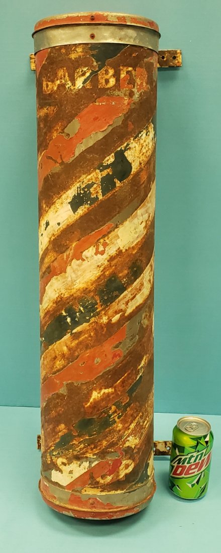 Early Metal Barber Pole with Original Brackets (1 of 4)