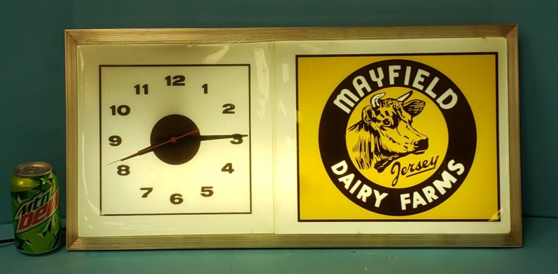 Scarce Mayfield Dairy Farms Light Up Clock (1 of 2)
