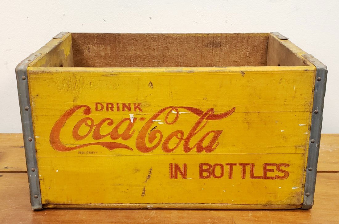 Coca Cola Yellow Wood Crate / Box (1 of 4)