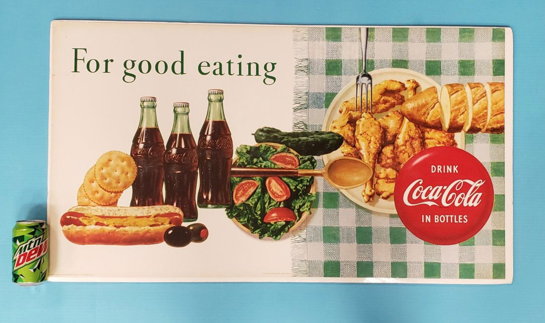 1955 Coca Cola Cardboard Sign "For Good Eating" (1 of 1)