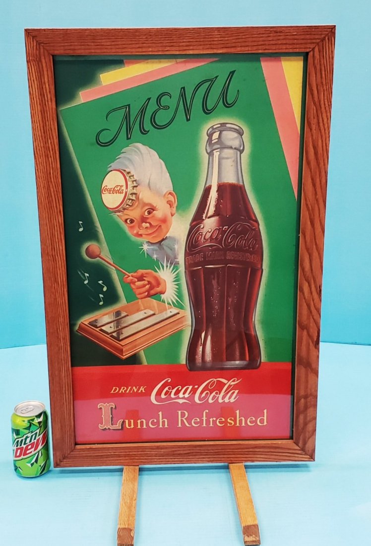 1950 Coca Cola Framed Double Sided Cardboard Sign (1 of 5)