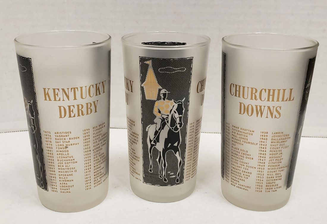 1959 Set of 3 Kentucky Derby Churchill Downs Glasses (1 of 1)