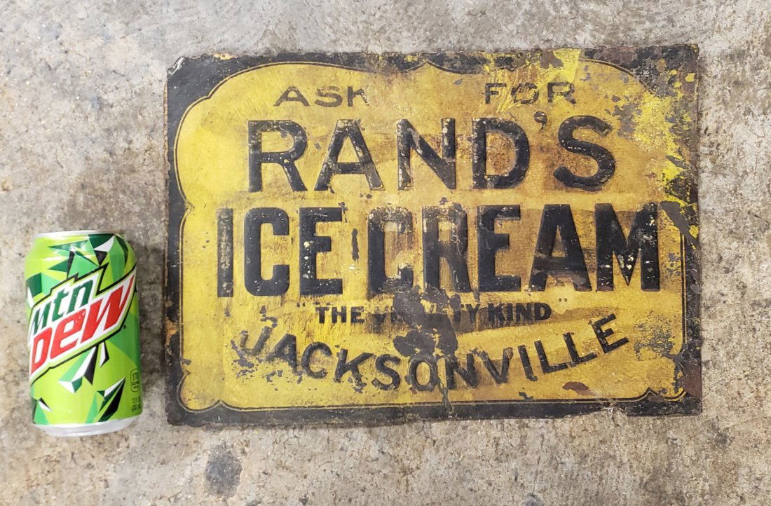Early Rand's Ice Cream Embossed Tin Sign (1 of 2)