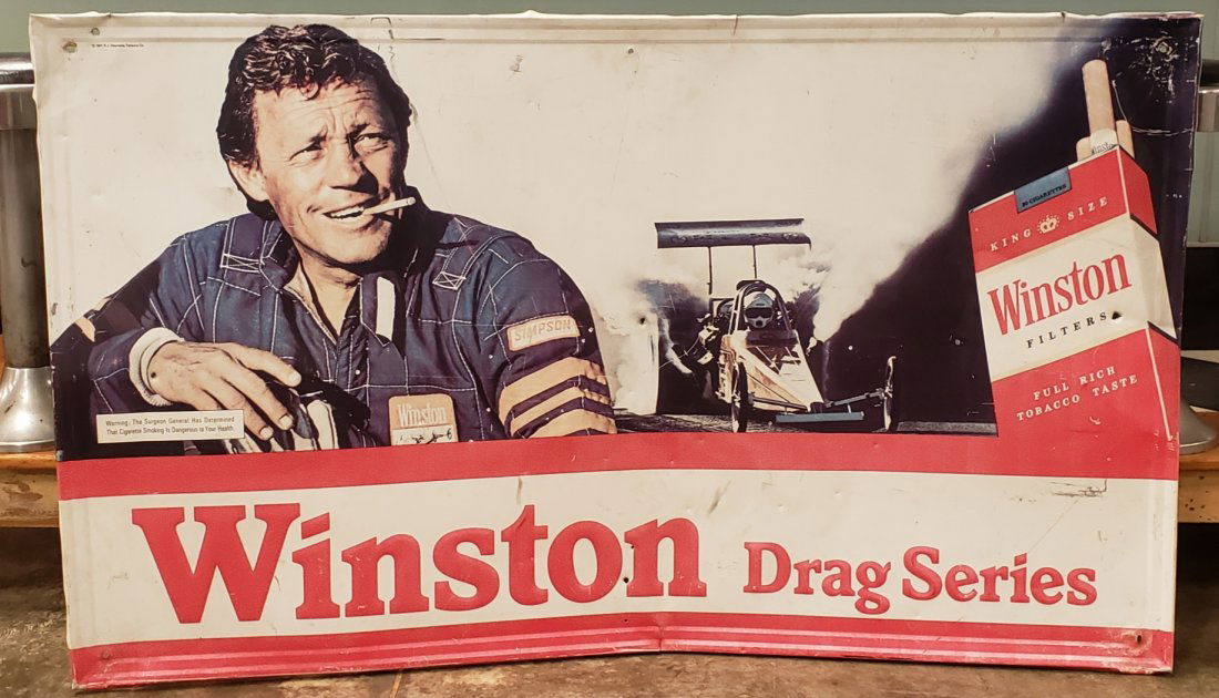 1981 Large Winston Drag Series Tin Embossed Sign