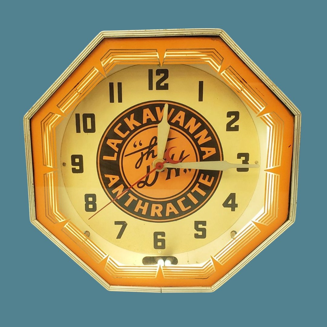 Lackawanna Anthracite Neon Products Octagon Clock (1 of 5)
