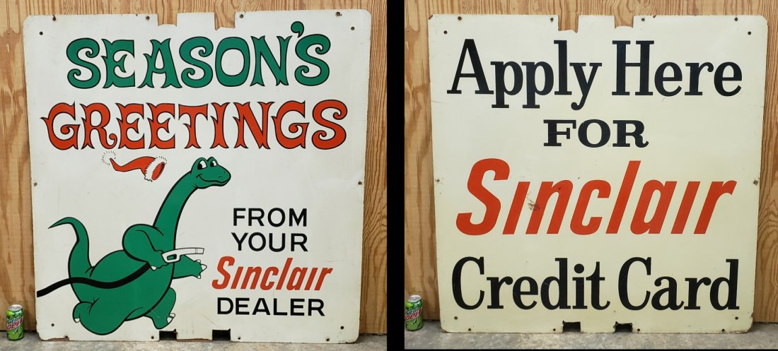 RARE Double Sided Sinclair Season's Greetings Sign (1 of 4)