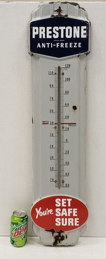 Porcelain Prestone Antifreeze Thermometer Sign (1 of 2)