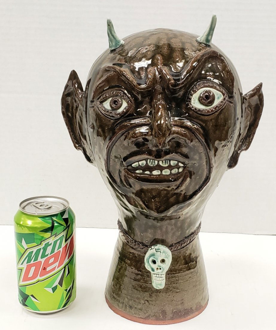Albert Hodge Devil Head Wig Stand Folk Pottery (1 of 5)