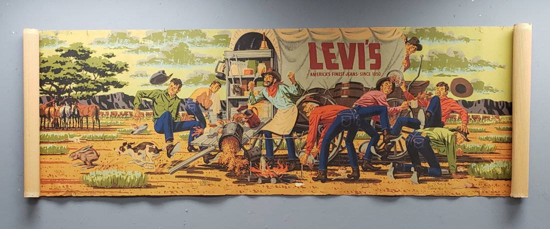 Poster Levi Strauss Commercial Rare Levi's Cowboy Advertising Banner