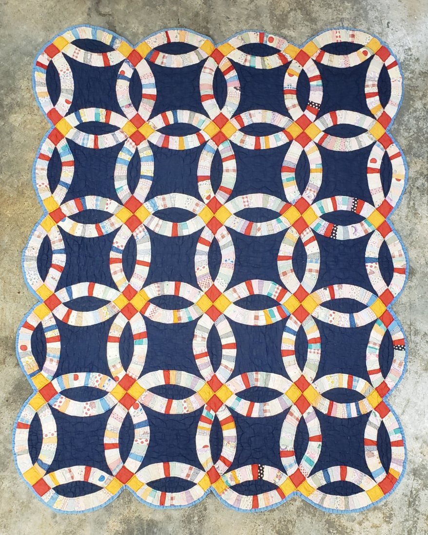 Circa 1930's Double Wedding Ring Quilt (1 of 4)