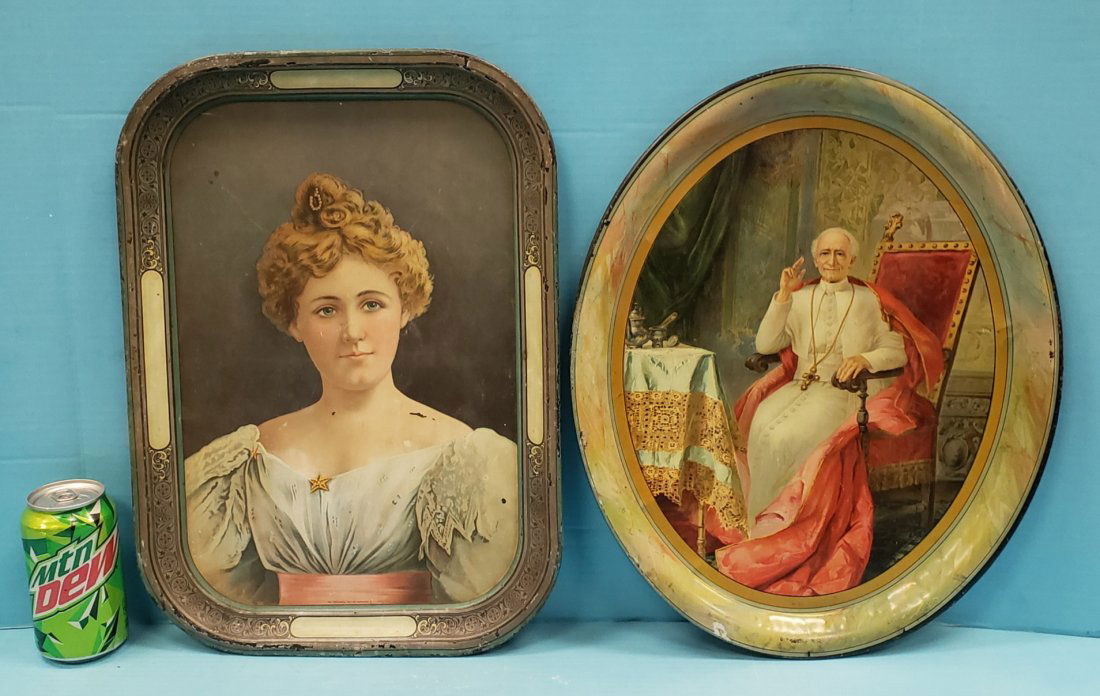 2 Early Advertising Serving Trays (1 of 3)