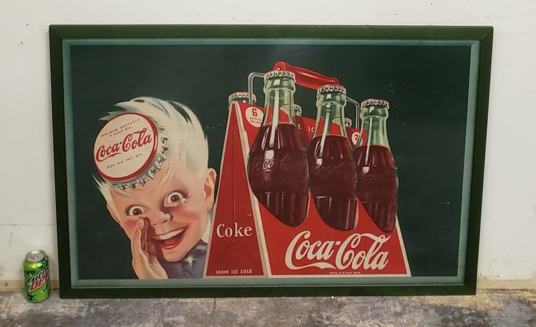 RARE 1946 Coca Cola Sprite Boy Cardboard Sign (1 of 3)