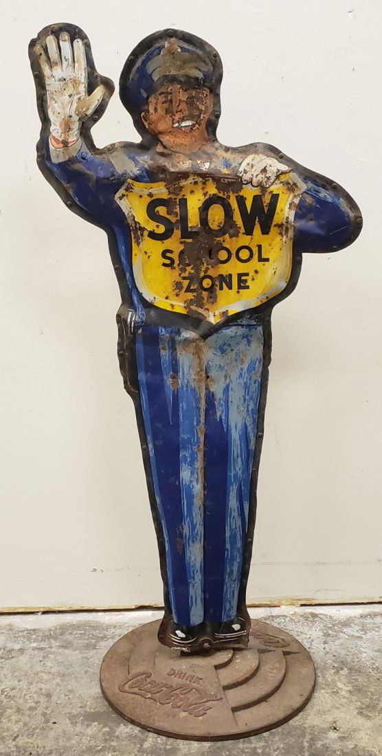 Coca Cola Policeman Crossing Guard Sign & Base (1 of 4)