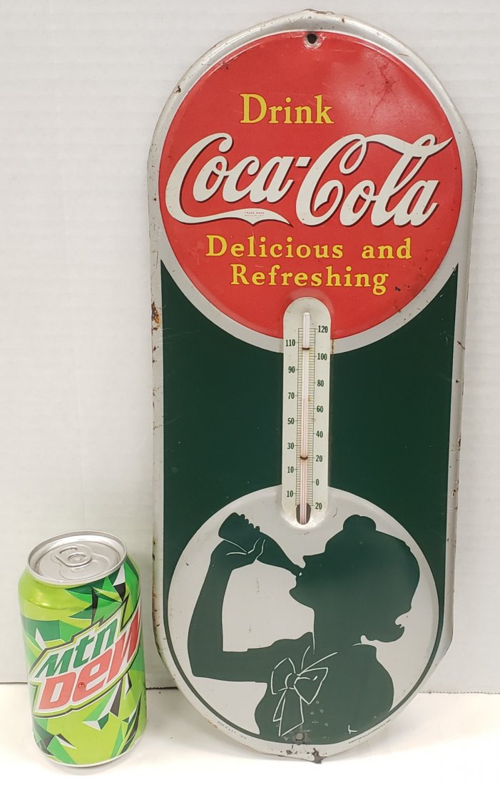 1939 Drink Coca Cola Thermometer with Girl Silhouette (1 of 3)
