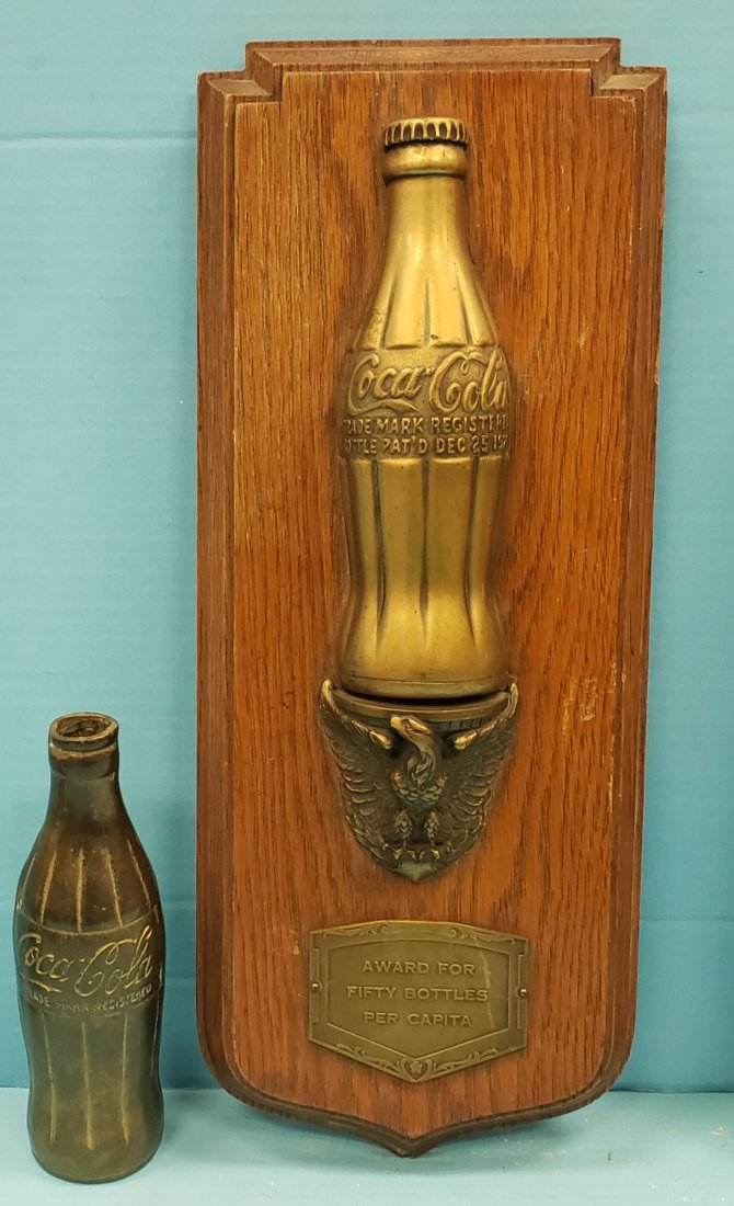 RARE 1920 Coca Cola Bottle Award & Brass Bottle (1 of 5)