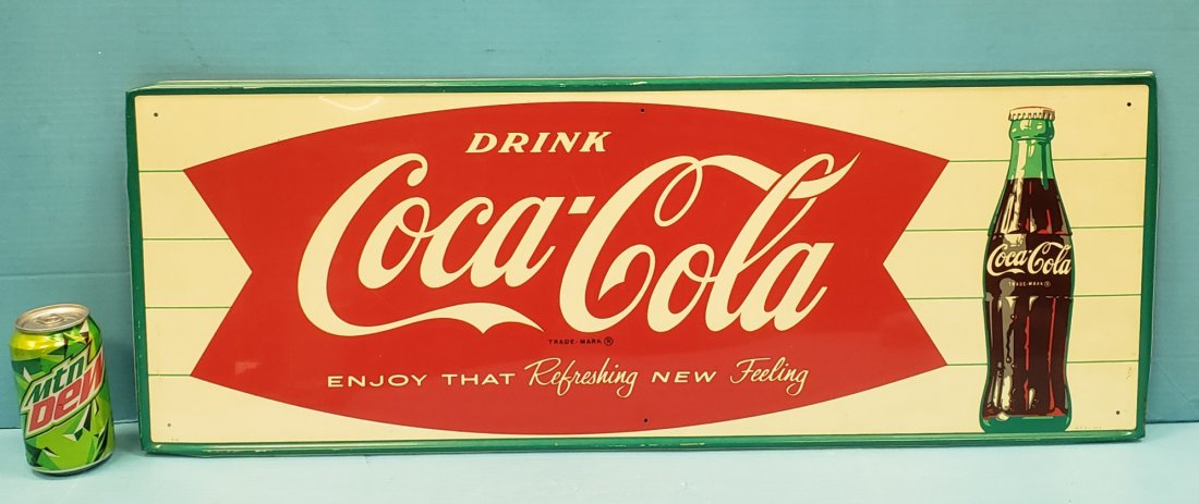 Drink Coca Cola Fishtail Sign with Bottle (1 of 3)