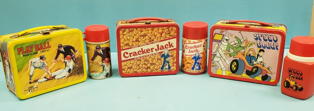 3  Lunch Boxes Play Ball, Speed Buggy, & Cracker Jack (1 of 7)