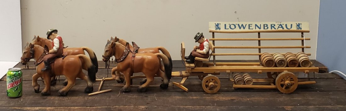 Lowenbrau wood wagon with horses and drivers (1 of 7)