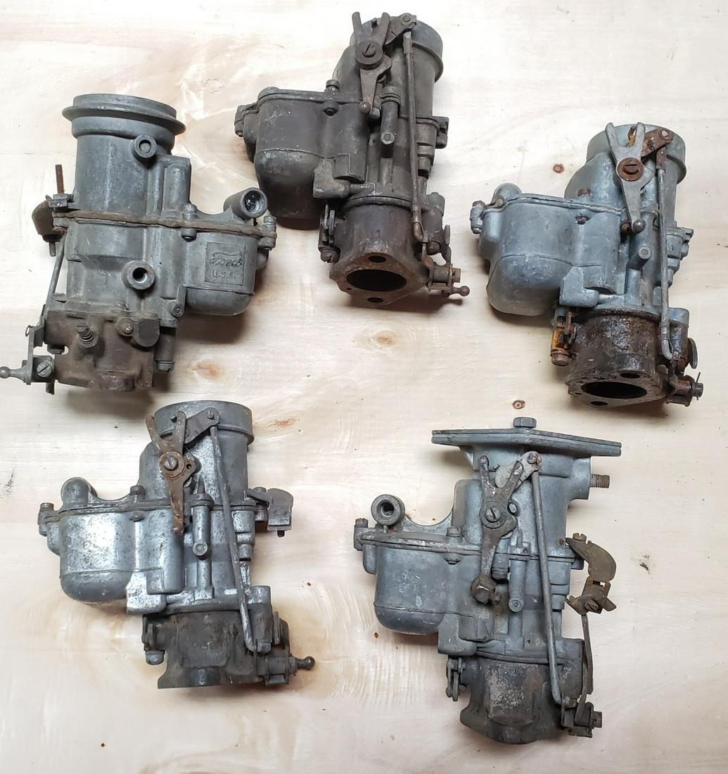 Lot of 5 Ford/Holley single barrel carburetors: Parts/Repair lot.Lot of original vintage parts. Please read and understand the terms of this auction prior to placing bids. All bidders are bound to the terms of this auction.