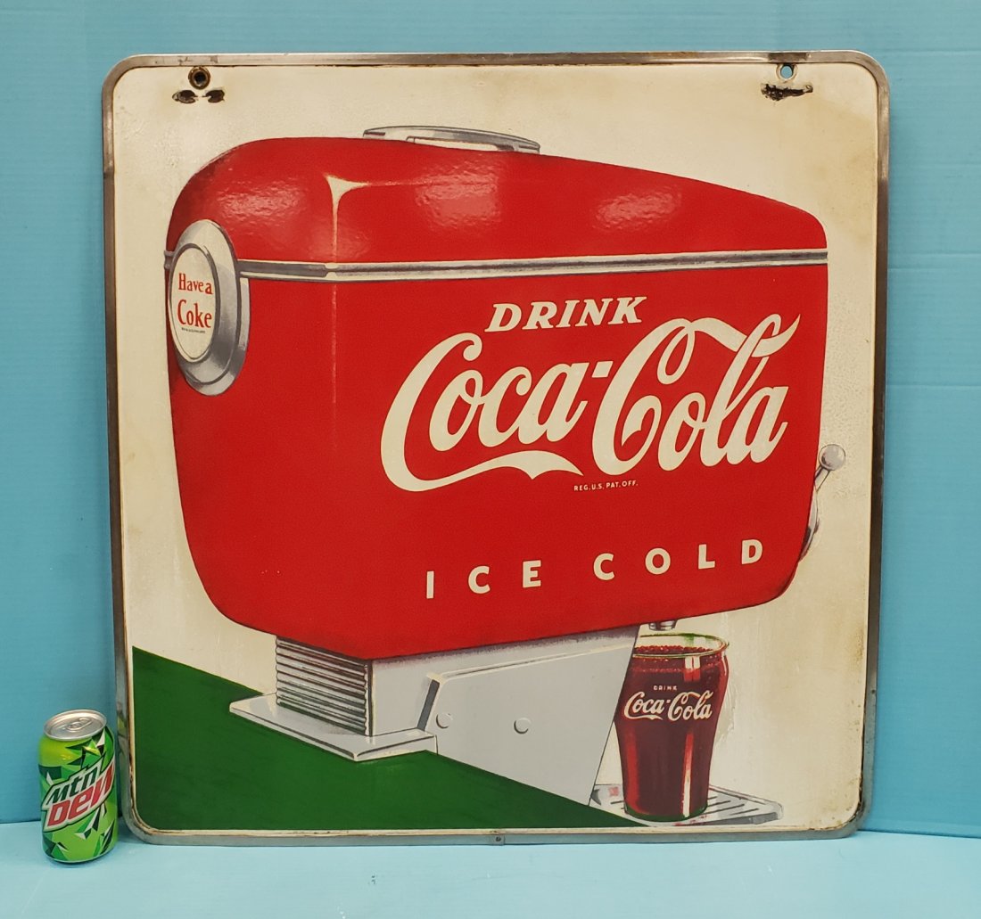 Coca Cola Porcelain Fountain Dispenser Sign (1 of 5)