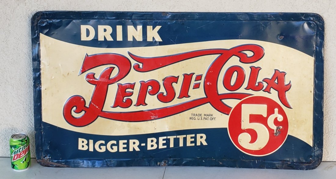 1939 Drink Pepsi Cola Self Framed Tin sign (1 of 4)