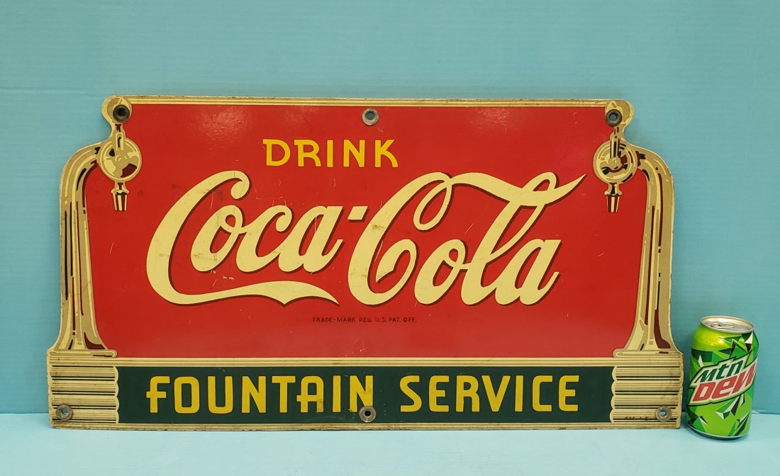 1940's Drink Coca Cola Fountain Service Sign (1 of 3)