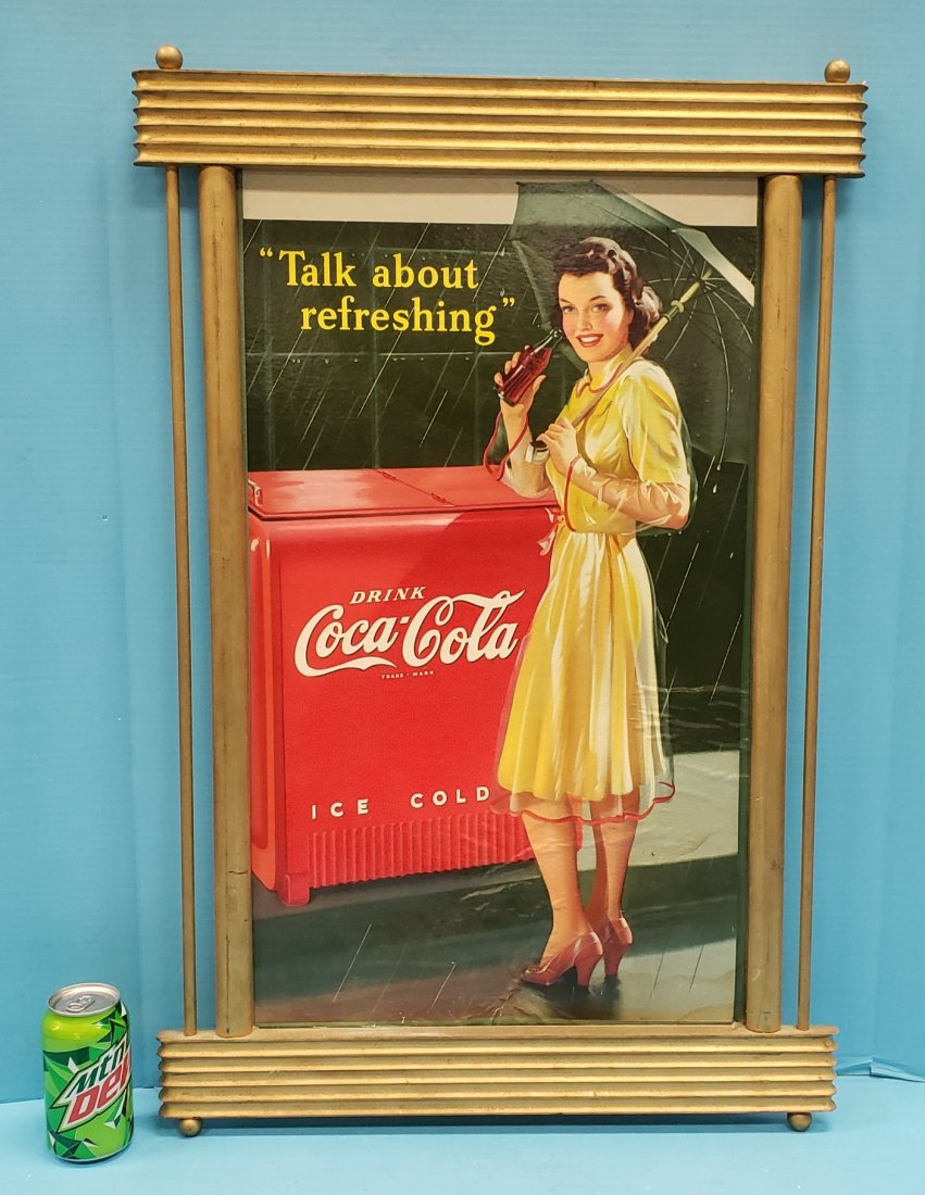 1942 Coca Cola Pin-Up Girl Cardboard Sign & Frame (1 of 4)