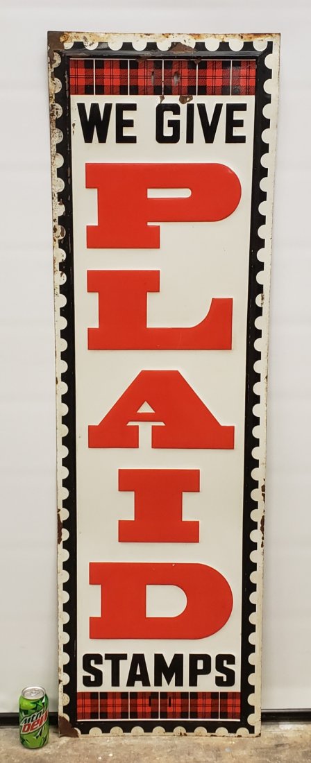 We Give Plaid Stamps Vertical Embossed Tin Sign (1 of 2)