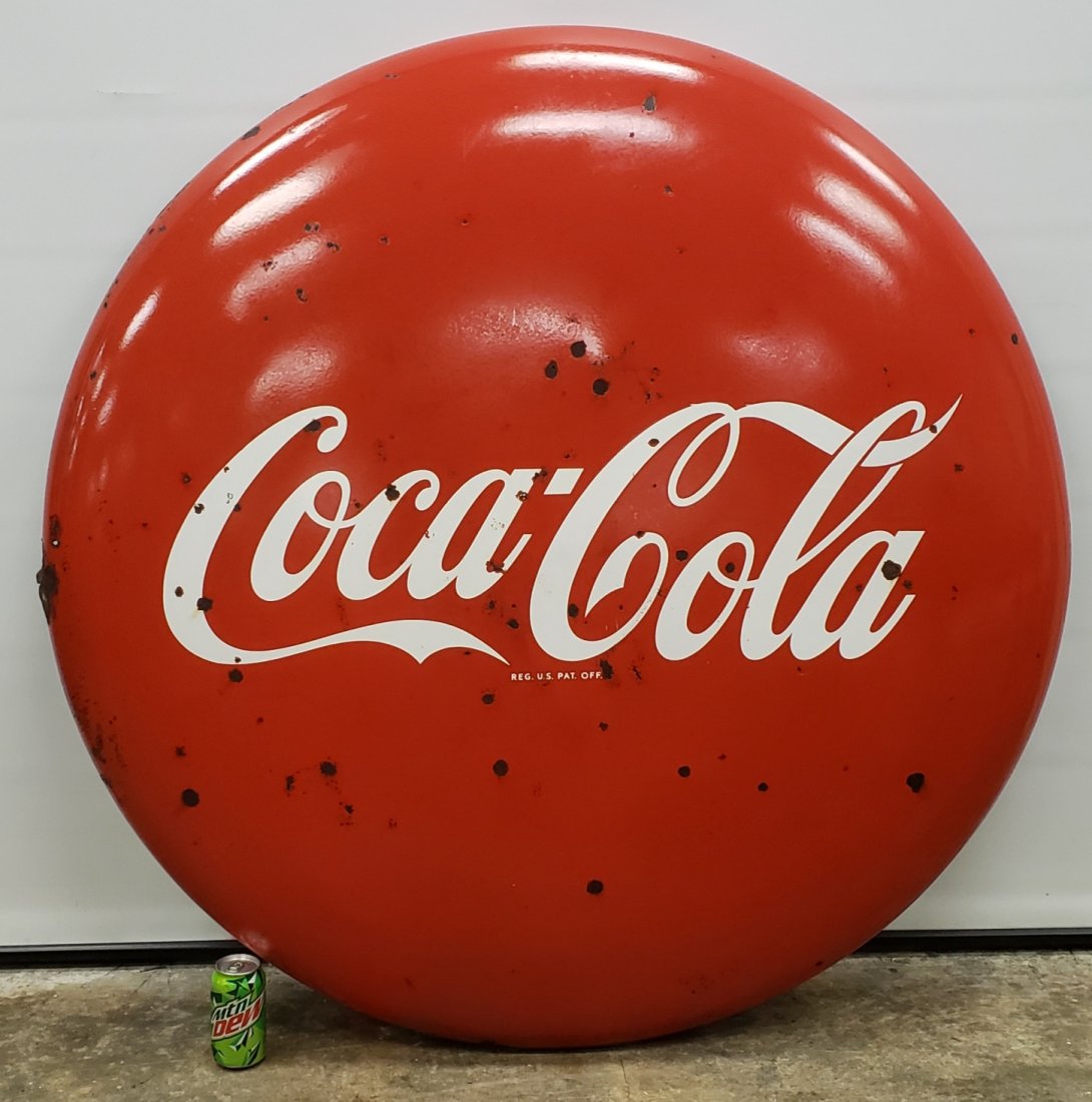 48" Porcelain Coca Cola Button Sign (1 of 5)