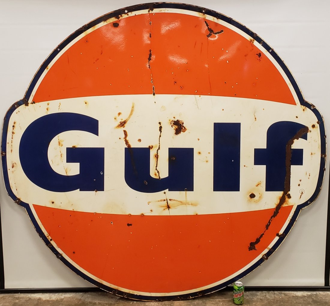 Gulf Single Sided Porcelain Dog Ear Sign (1 of 2)