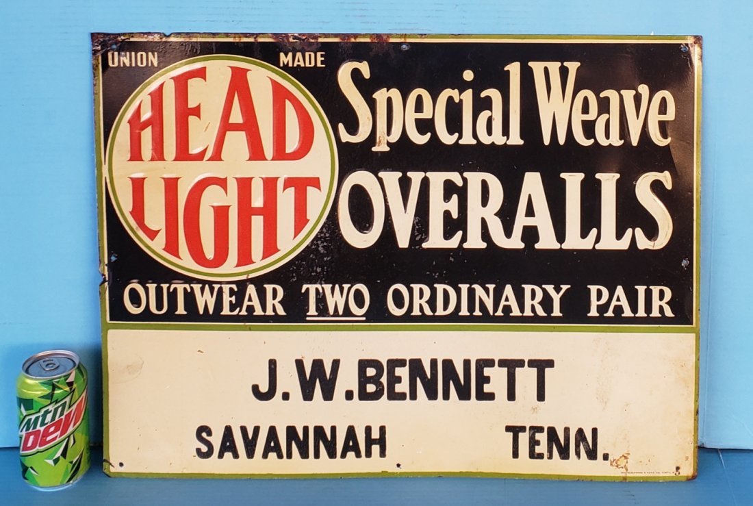 Head Light Overalls Embossed Tin Sign (1 of 4)