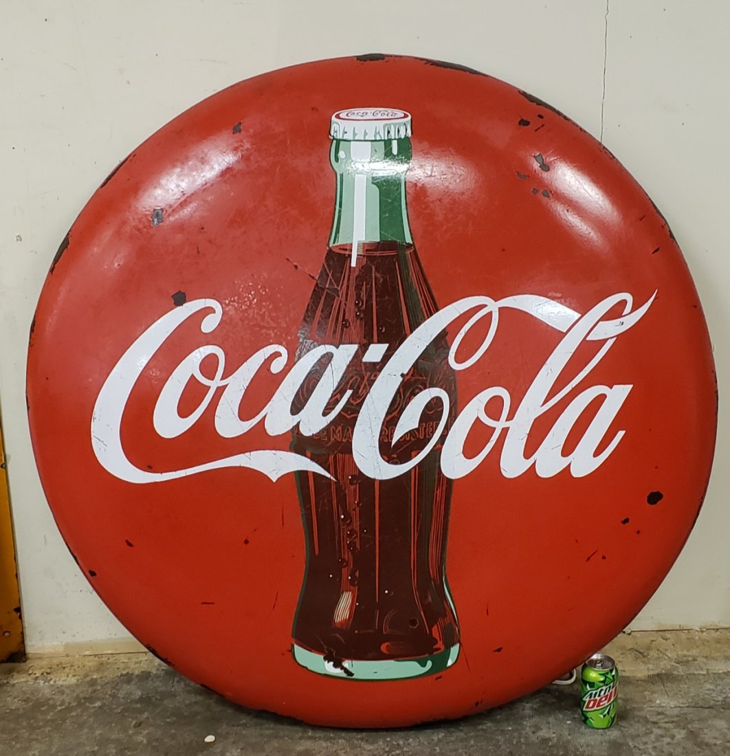 48" Porcelain Coca Cola Button Sign (1 of 4)