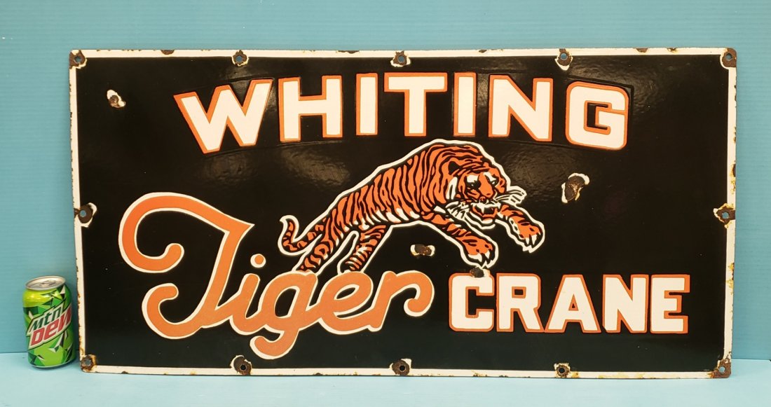 Whiting Tiger Crane REPRODUCTION  Porcelain sign (1 of 2)
