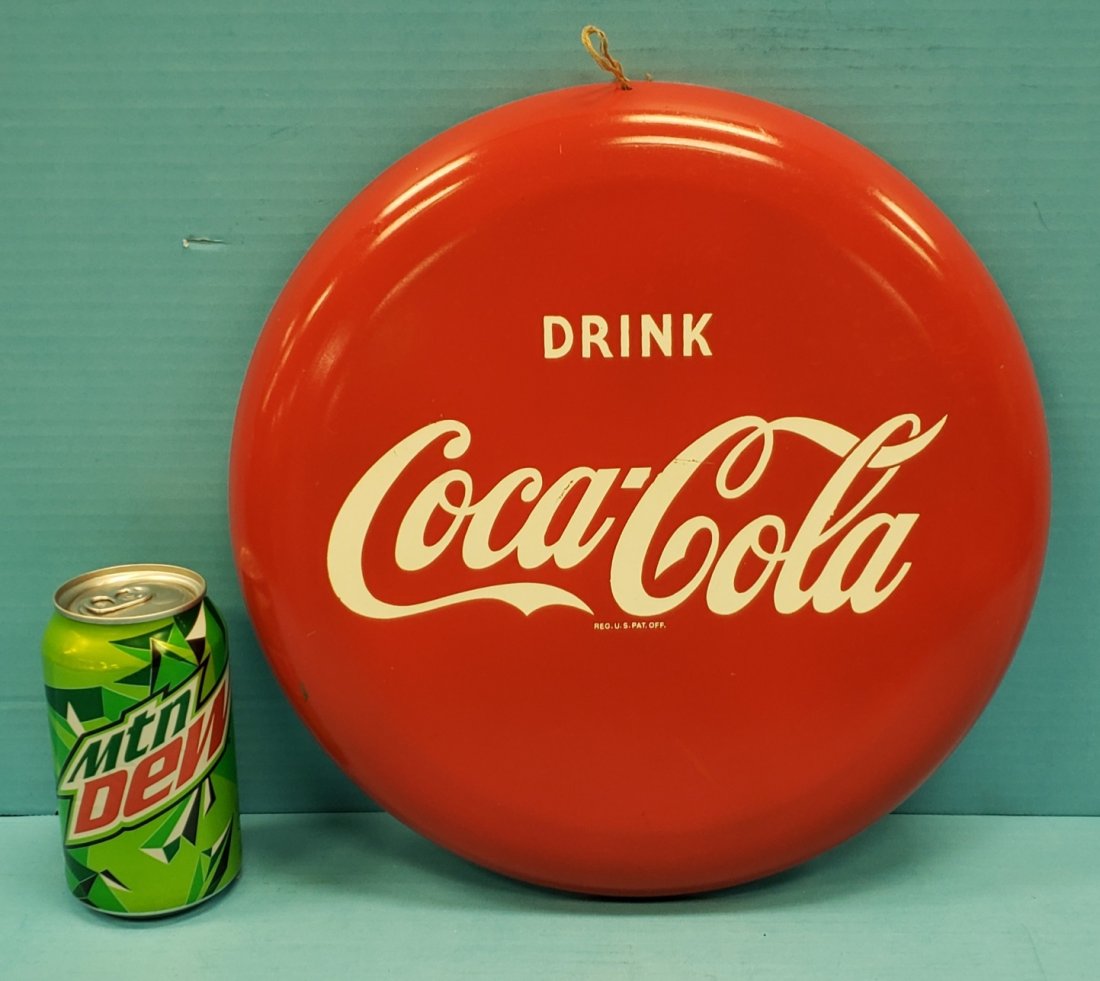 12" Drink Coca Cola Button Sign (1 of 2)